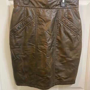 Brown Leather Skirt Vintage- Medium
